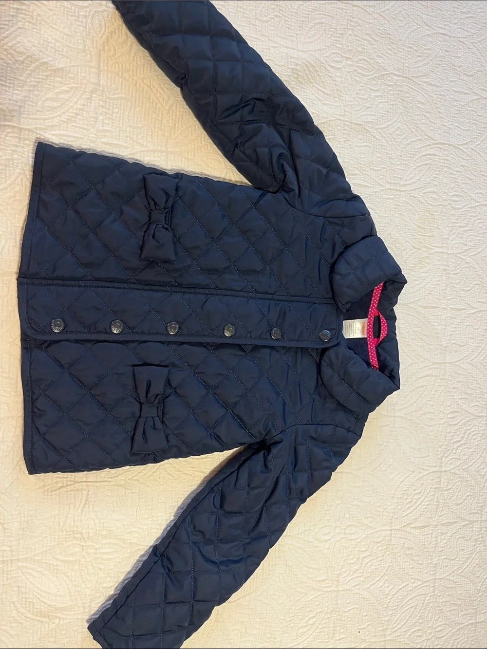 Gymboree Quilted Navy Puffer Jacket with Bow Pockets 5T